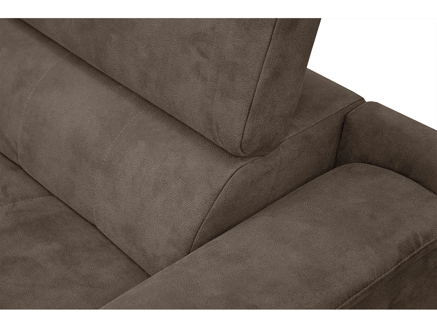 FIERO Ecksofa 4-Sitzer links mit verstellbare Kopfstützen, dunkelbraun