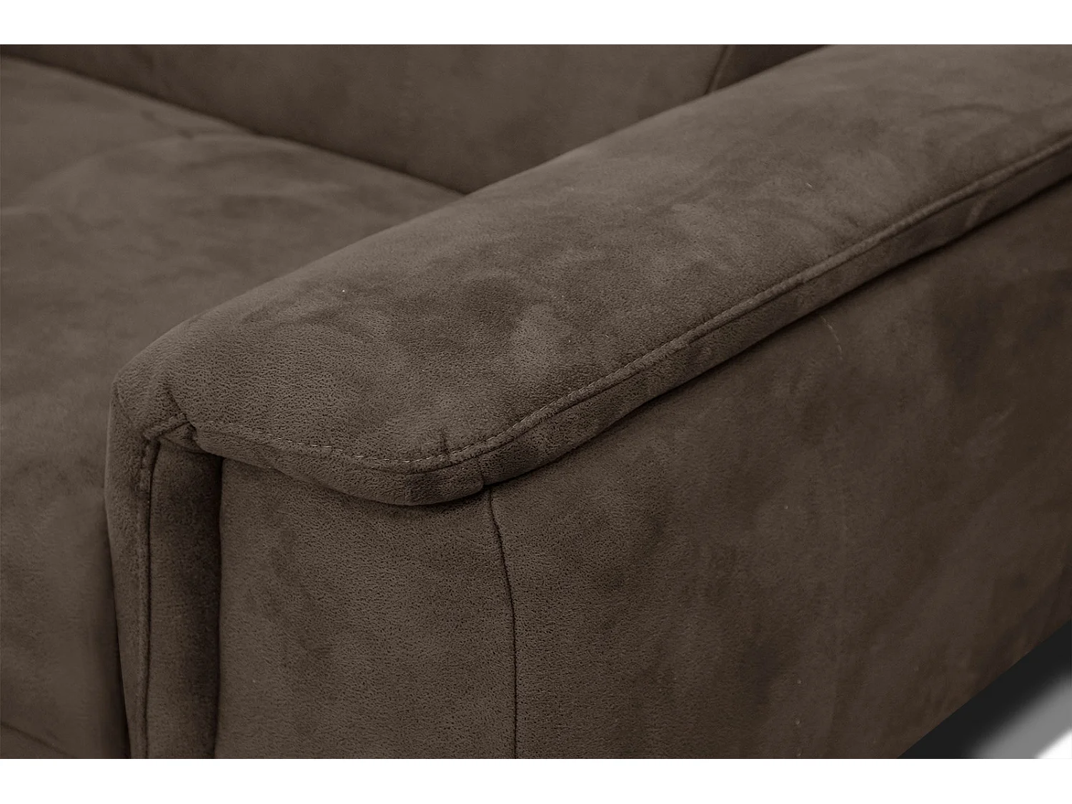 FIERO Ecksofa 4-Sitzer links mit verstellbare Kopfstützen, dunkelbraun