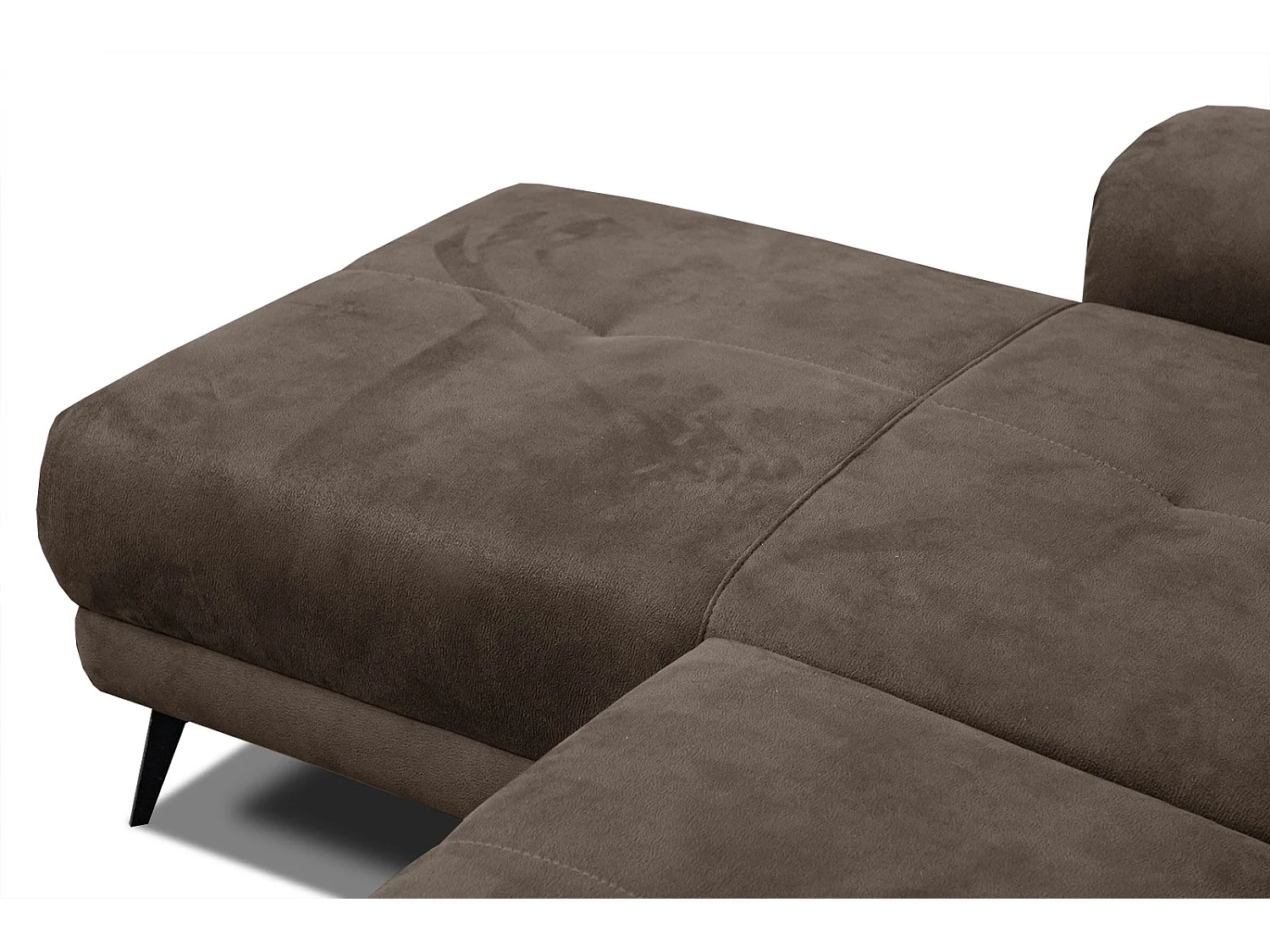 FIERO Ecksofa 4-Sitzer links mit verstellbare Kopfstützen, dunkelbraun