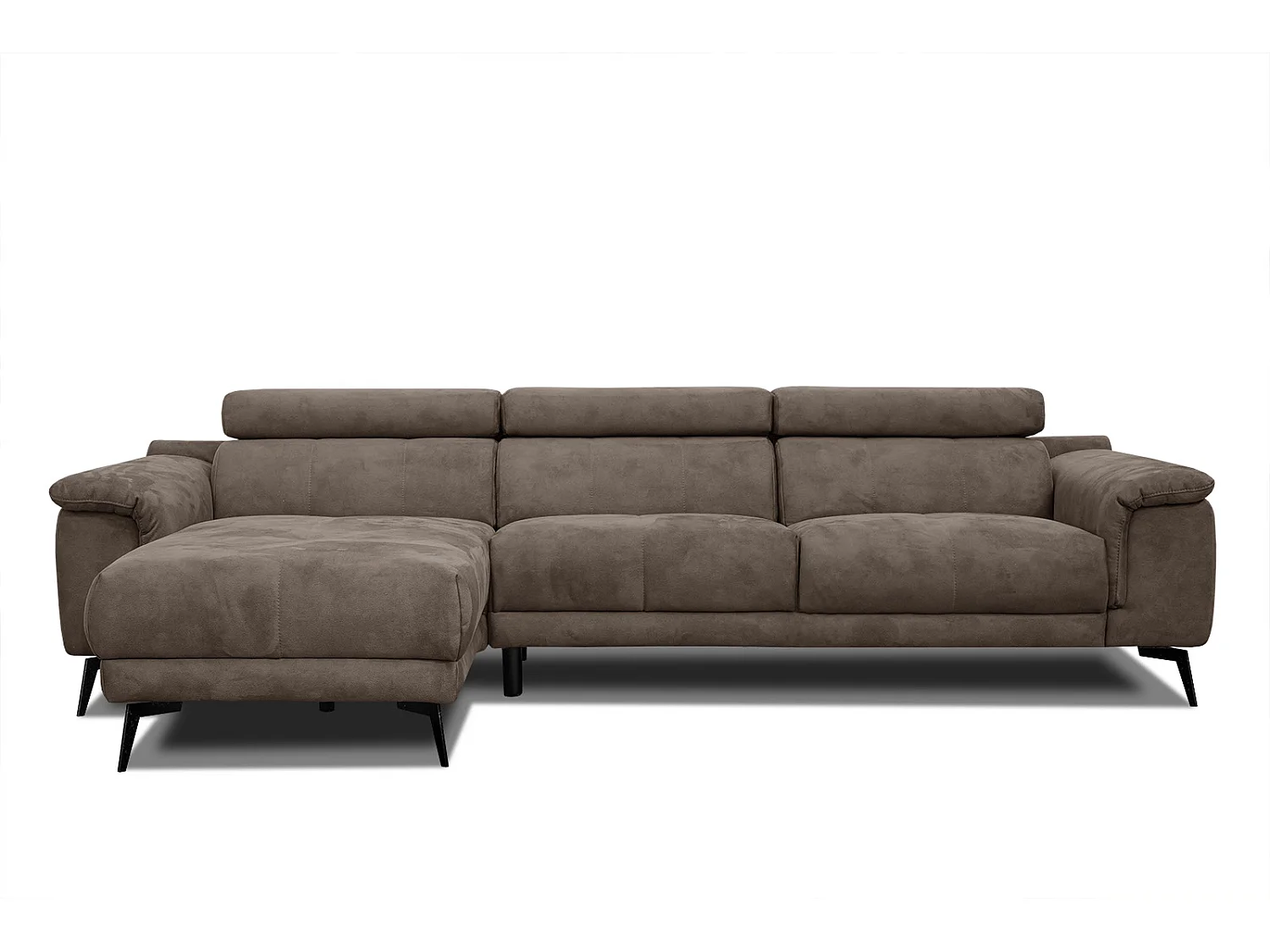 FIERO Ecksofa 4-Sitzer links mit verstellbare Kopfstützen, dunkelbraun