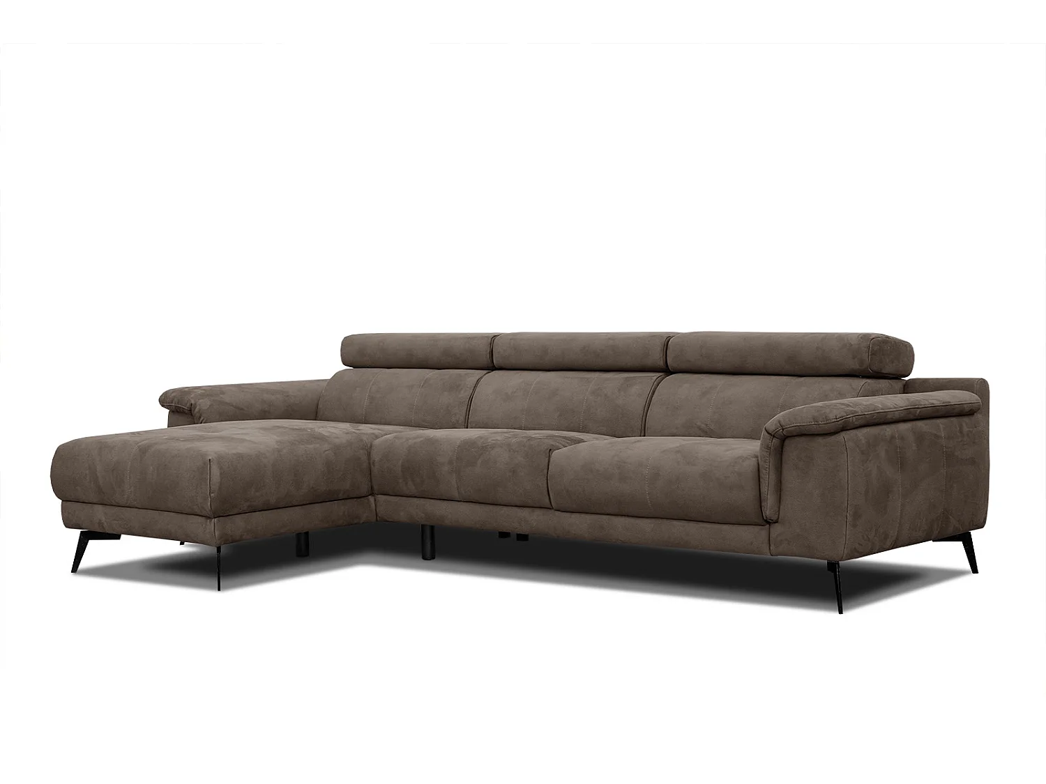 FIERO Ecksofa 4-Sitzer links mit verstellbare Kopfstützen, dunkelbraun