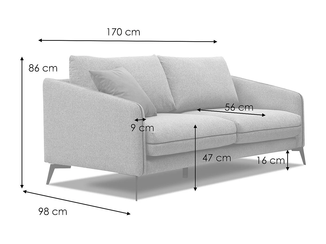 SOGEL Sofa 2,5-Sitzer, marineblau