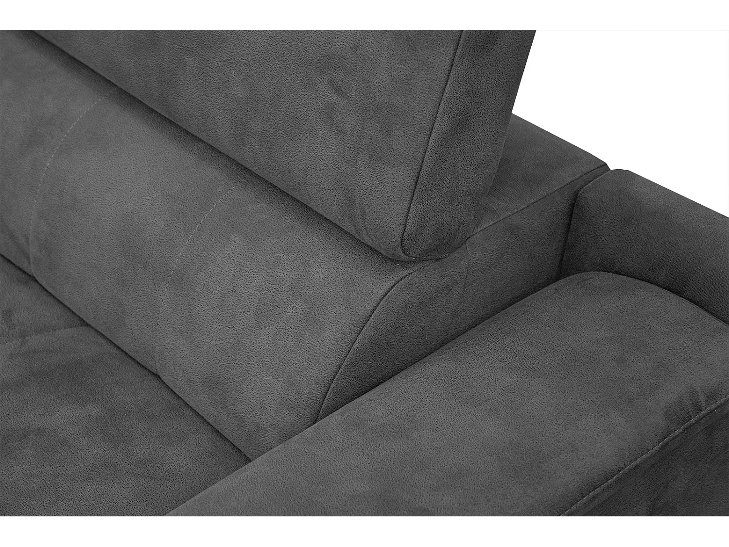 FIERO Ecksofa 4-Sitzer links mit verstellbare Kopfstützen, dunkelgrau