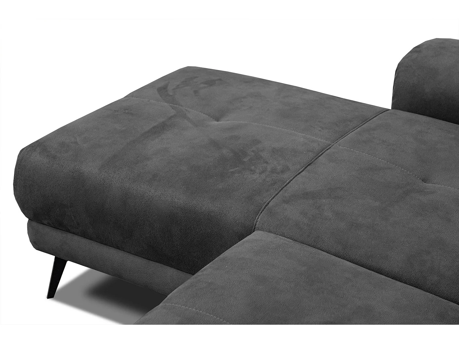 FIERO Ecksofa 4-Sitzer links mit verstellbare Kopfstützen, dunkelgrau