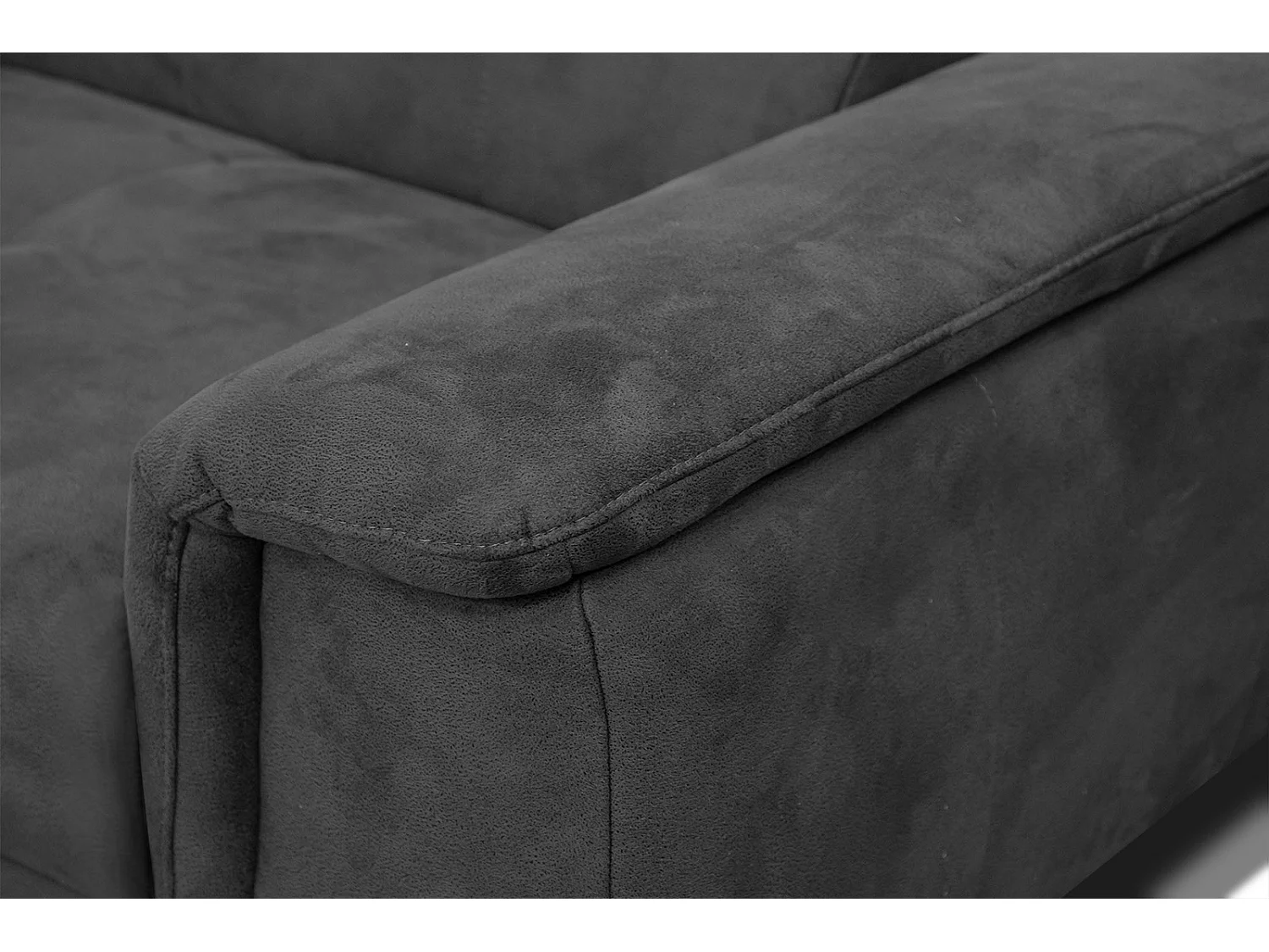 FIERO Ecksofa 4-Sitzer links mit verstellbare Kopfstützen, dunkelgrau