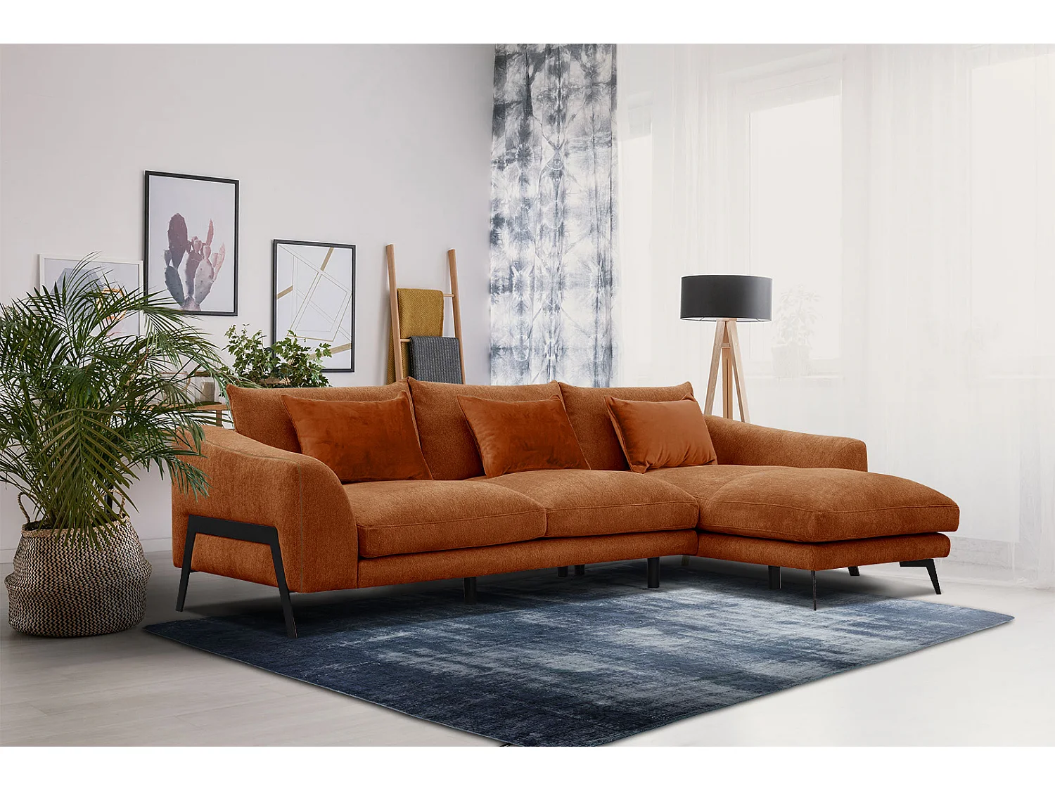 WINTER Ecksofa 4-Sitzer rechts, dunkelorange