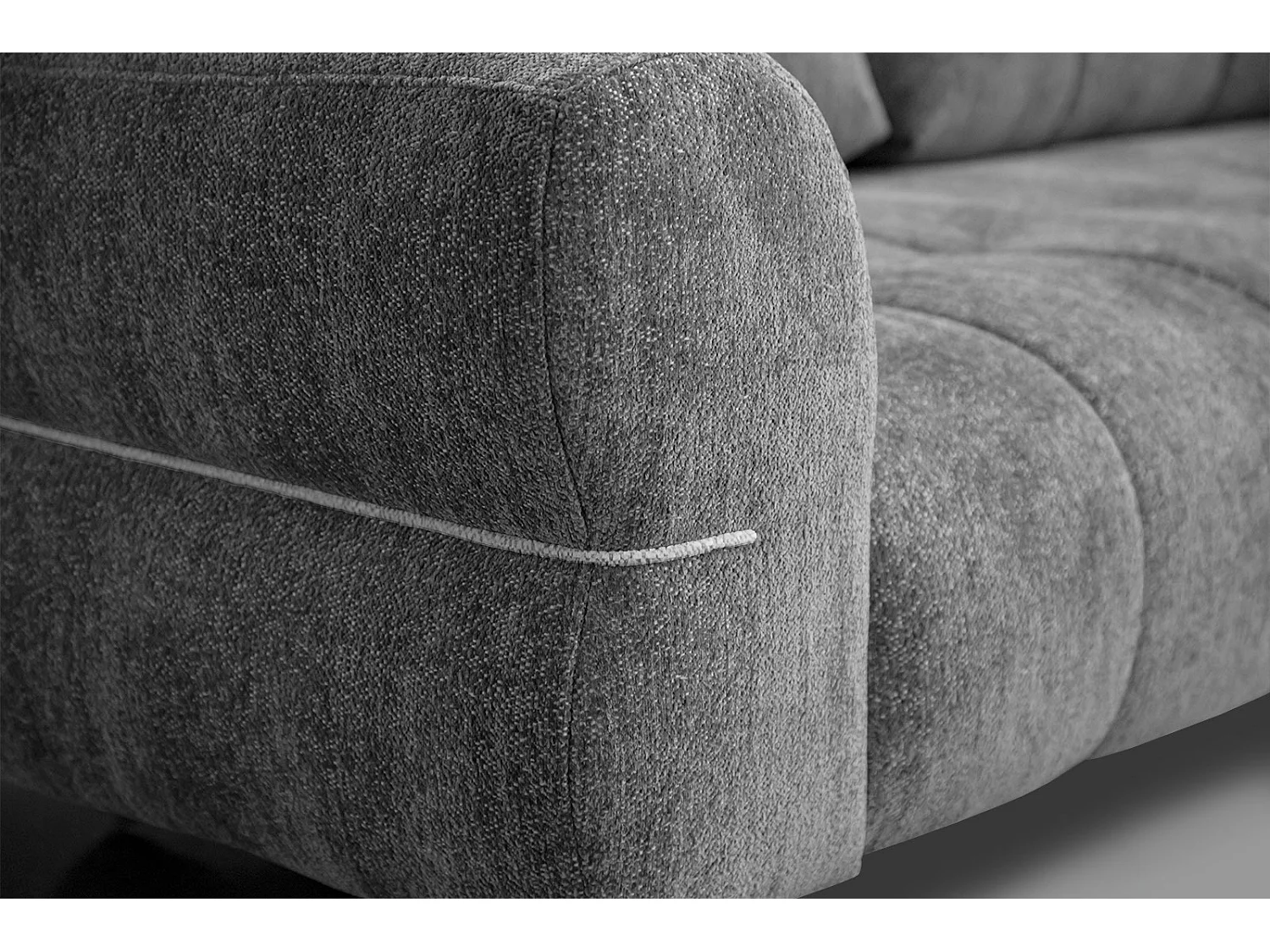 Canapé droit 3 places tissu gris moyen - Salvini