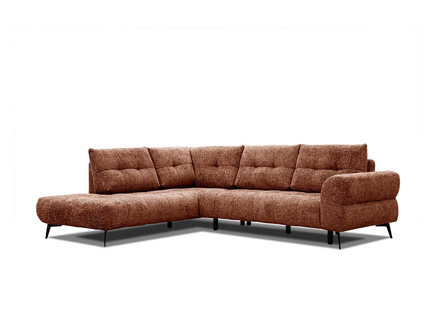 Canapé d'angle gauche 5 places tissu  rouge brique