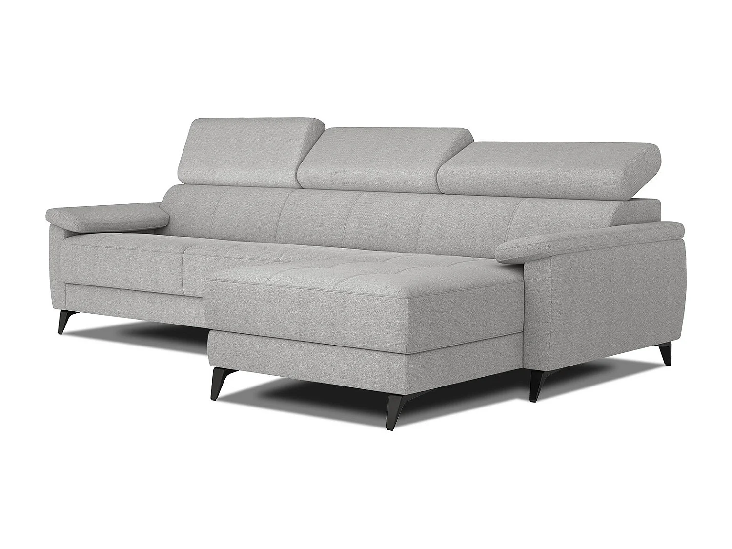 TAUNUS Ecksofa 4-Sitzer rechts mit verstellbare Kopfstützen, hellgrau