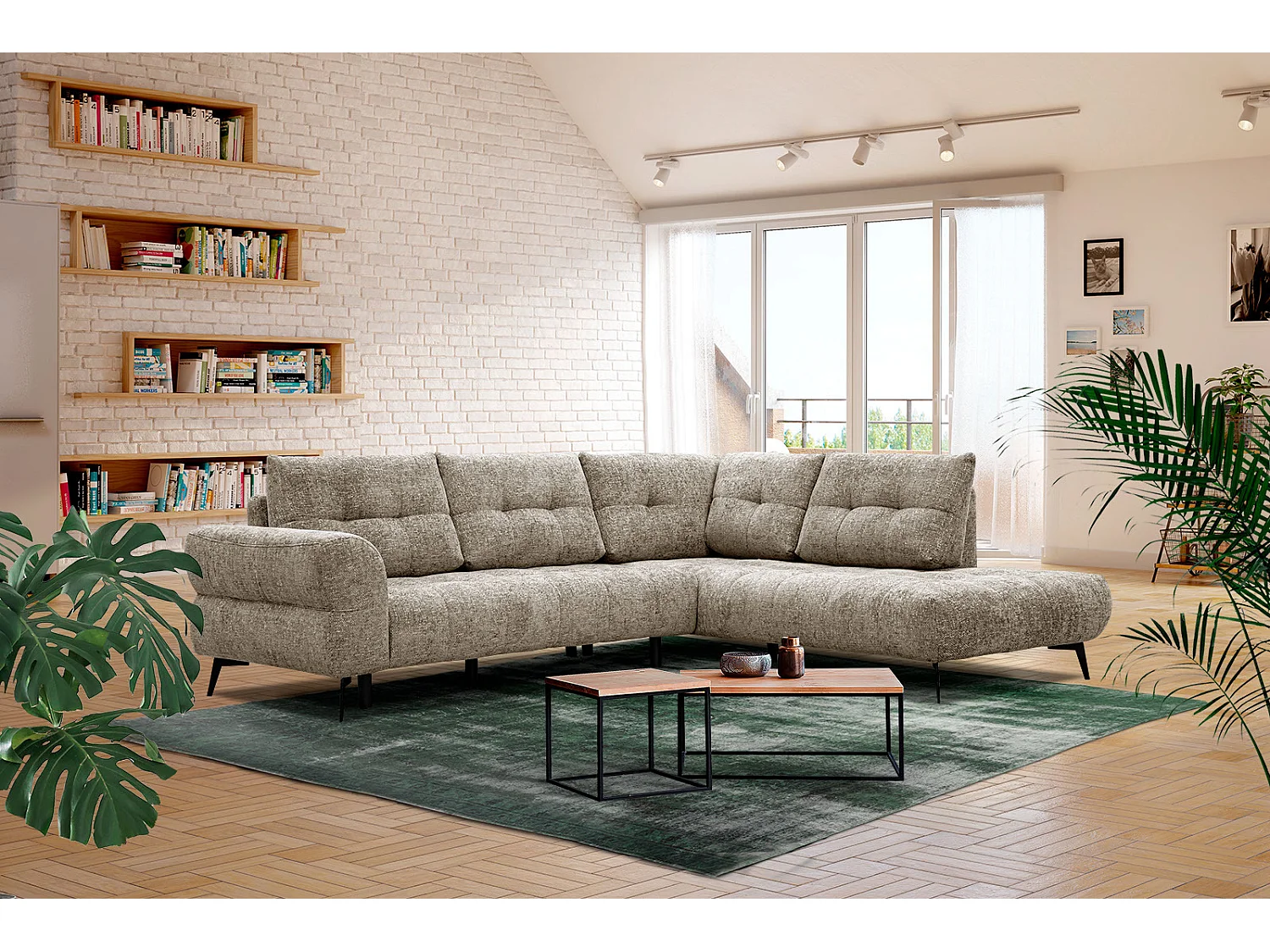 SALVINI Ecksofa 5-Sitzer rechts, taupe