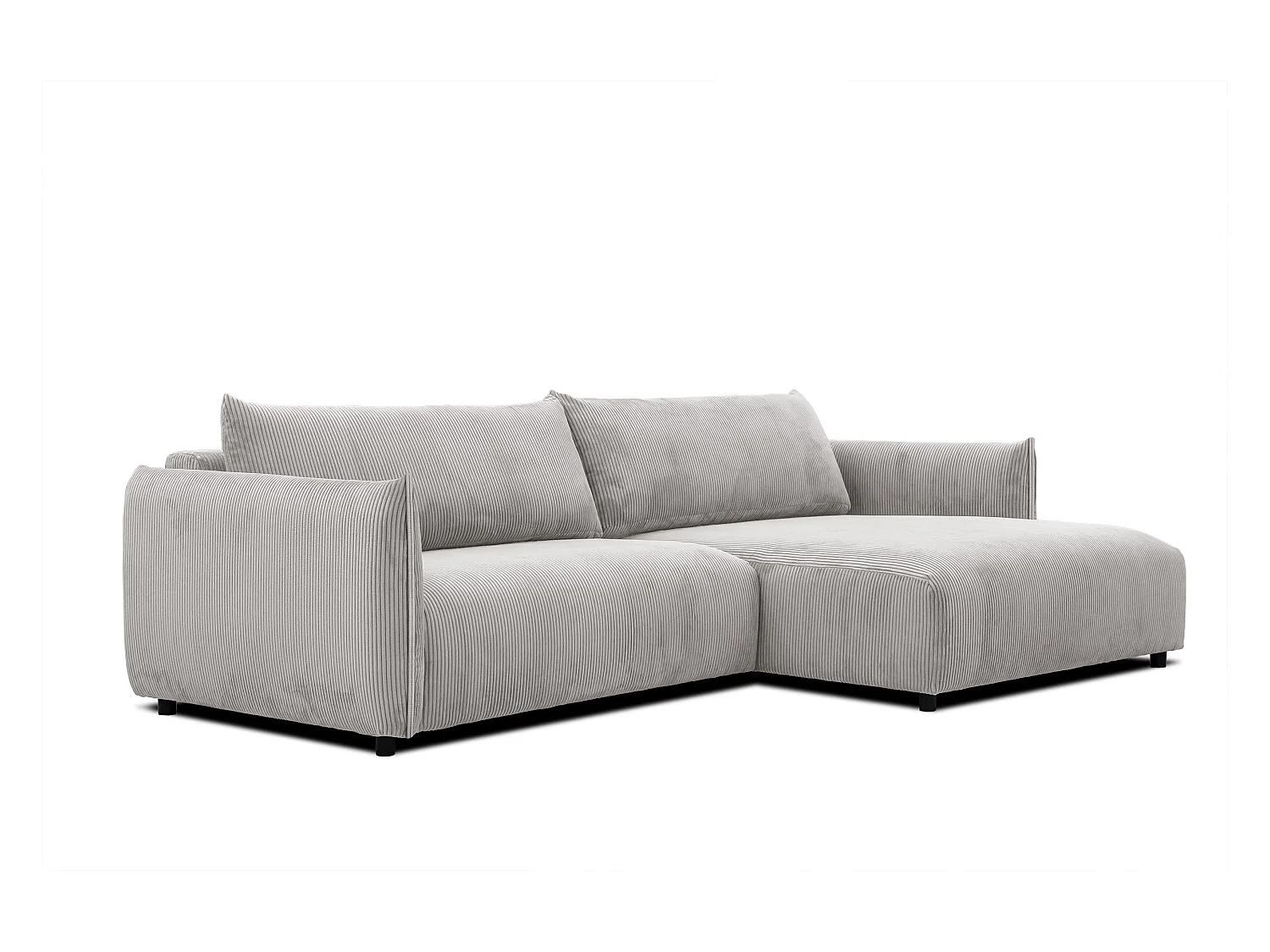 Canapé d'angle droit 4 places tissu blanc perle - TAUER