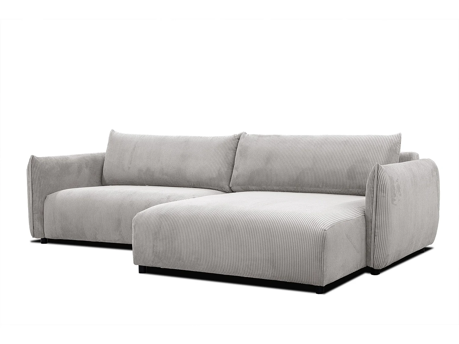 Canapé d'angle droit 4 places tissu blanc perle - TAUER