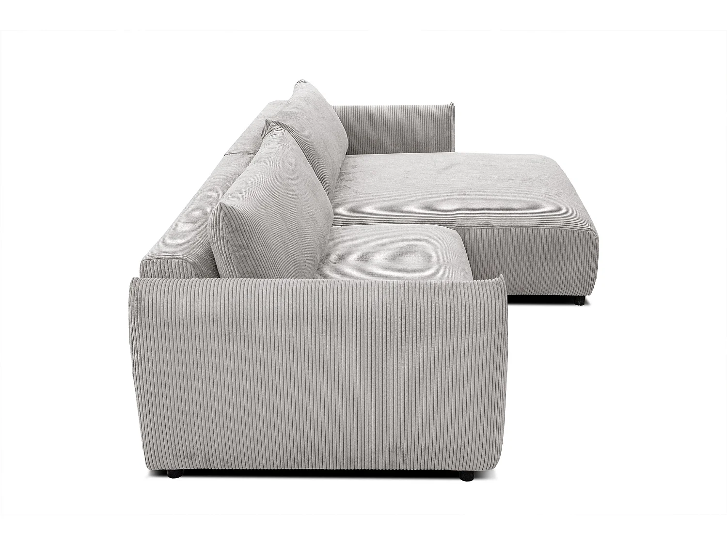 Canapé d'angle droit 4 places tissu blanc perle - TAUER