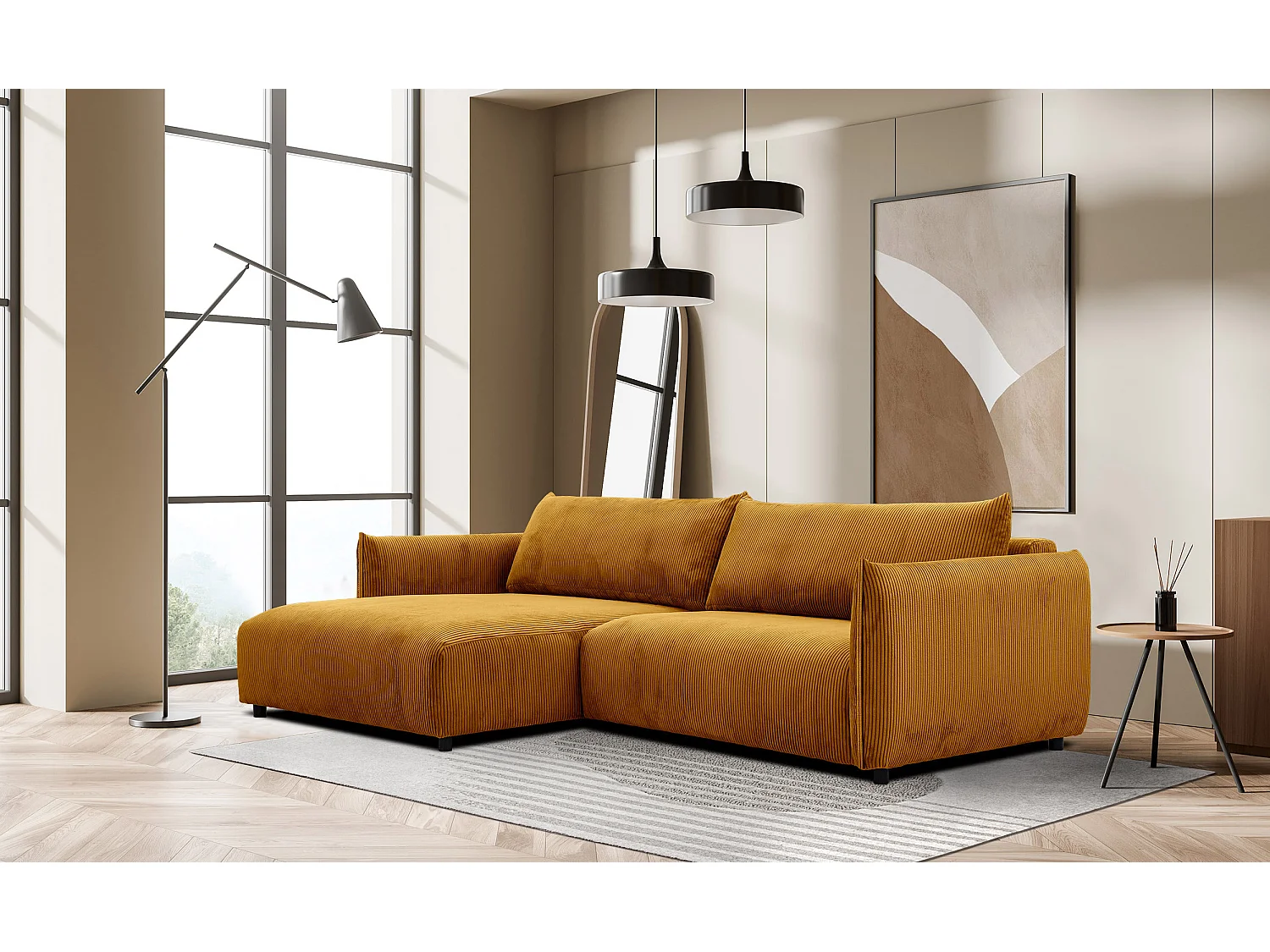 TAUER Ecksofa 5-Sitzer, safran