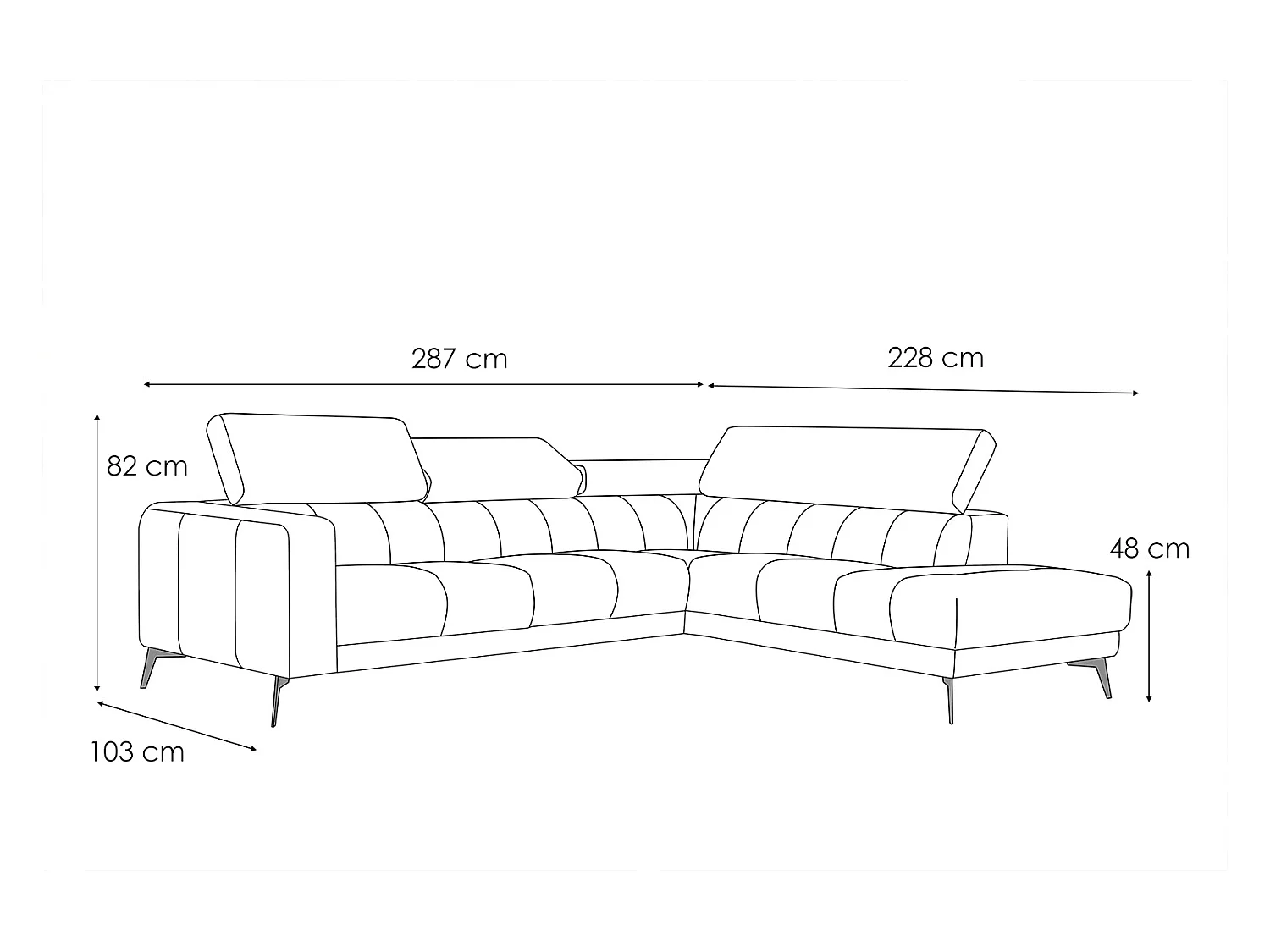 MORELLO Ecksofa 5-Sitzer rechts mit verstellbare Kopfstützen, mint