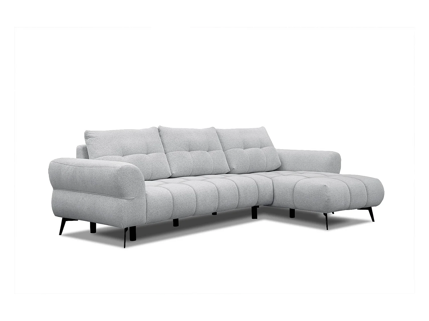 Canapé d'angle droit Salvini 4 places tissu gris clair