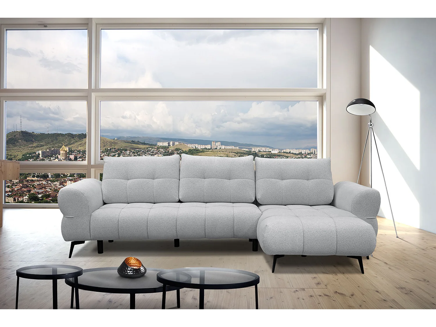 SALVINI Ecksofa 4-Sitzer rechts, hellgrau