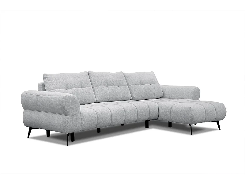 Canapé d'angle droit Salvini 4 places tissu gris clair