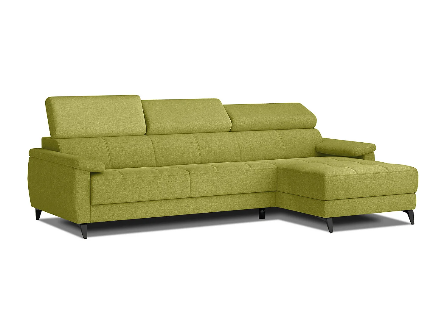 TAUNUS Ecksofa 4-Sitzer rechts mit verstellbare Kopfstützen, limettengrün