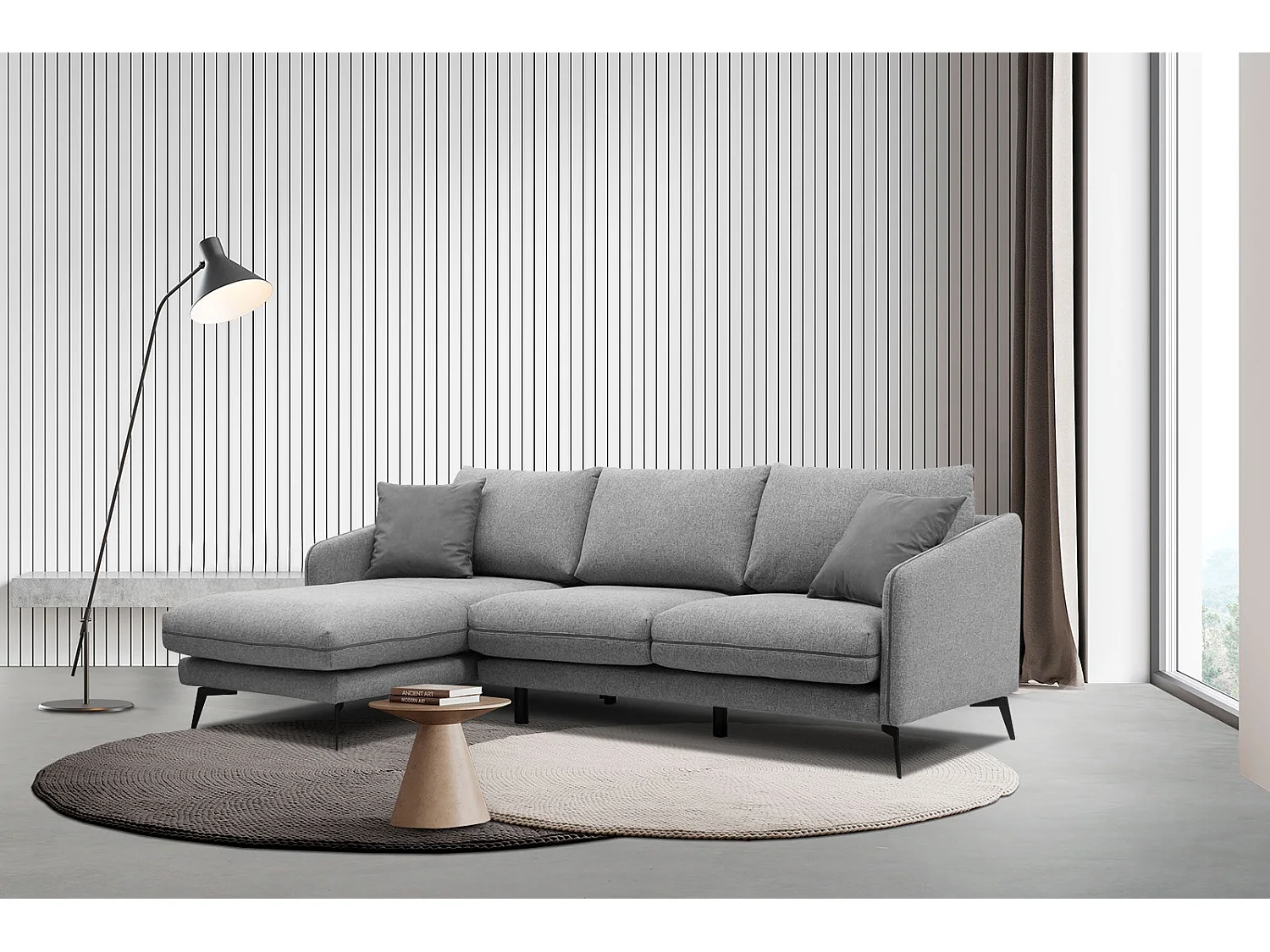 SOGEL Ecksofa 4-Sitzer links, grau