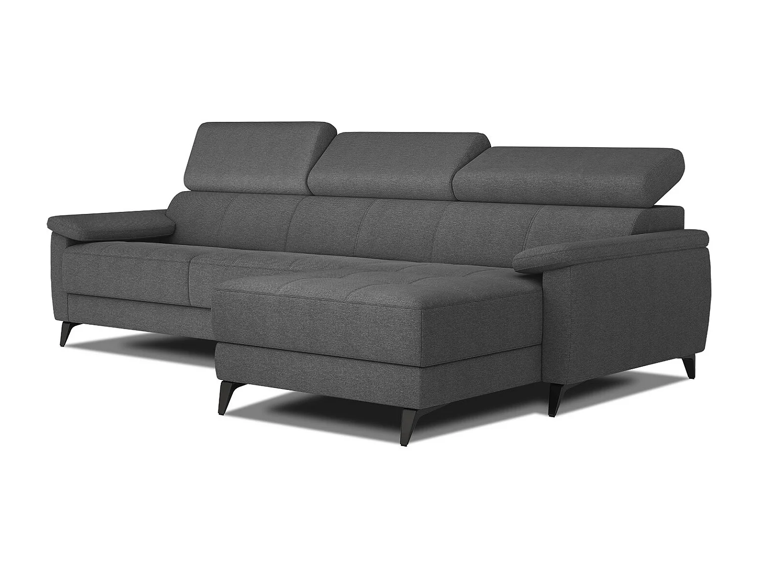 TAUNUS Ecksofa 4-Sitzer rechts mit verstellbare Kopfstützen, dunkelgrau