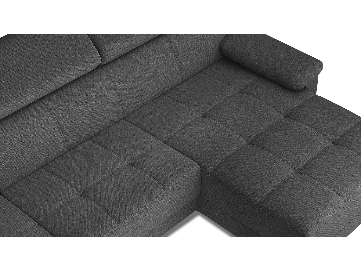 TAUNUS Ecksofa 4-Sitzer rechts mit verstellbare Kopfstützen, dunkelgrau