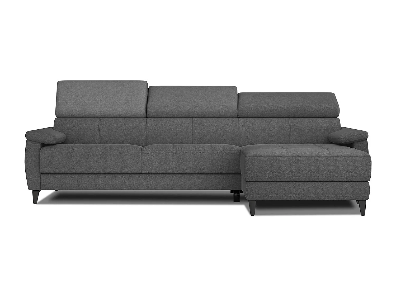 TAUNUS Ecksofa 4-Sitzer rechts mit verstellbare Kopfstützen, dunkelgrau