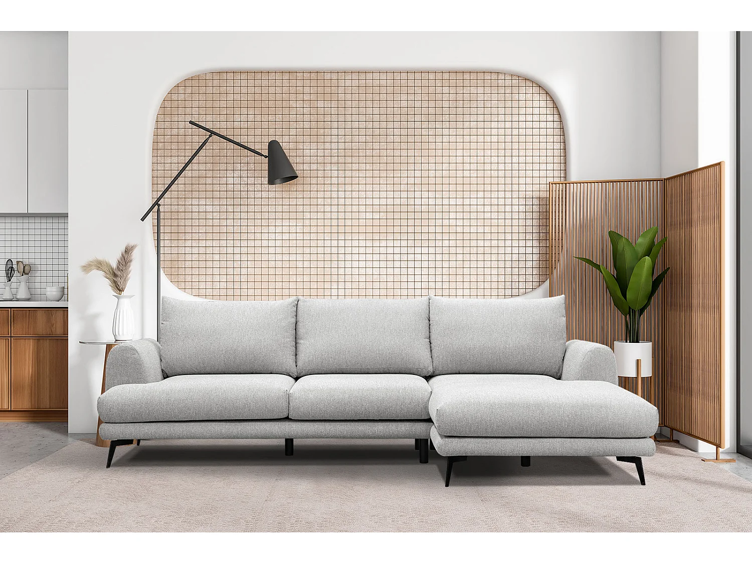 ADRIA Ecksofa 4-Sitzer rechts, creme