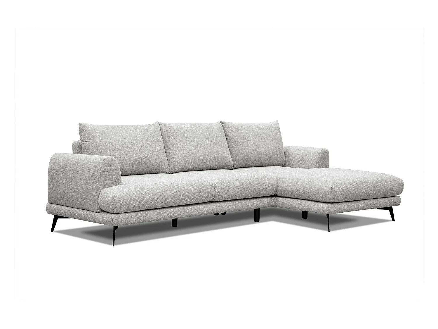 Canapé d'angle droit 4 places tissu beige clair - ADRIA