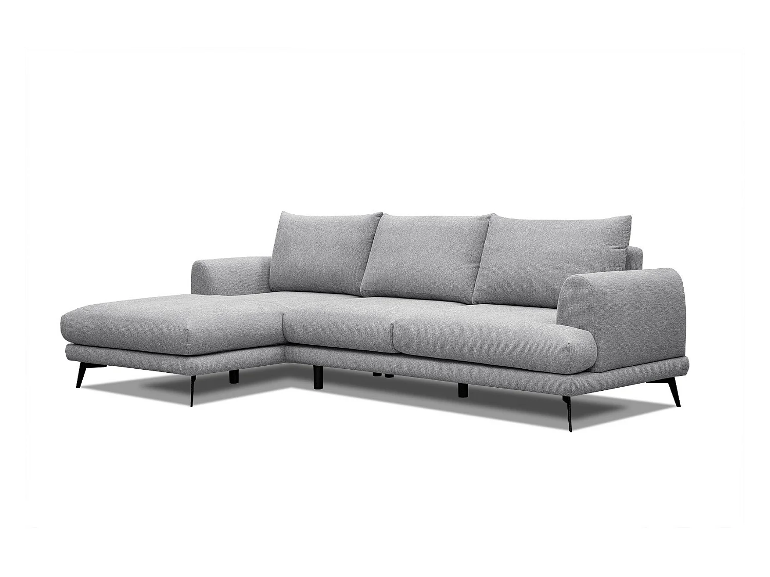Canapé d'angle gauche 4 places tissu gris clair - ADRIA