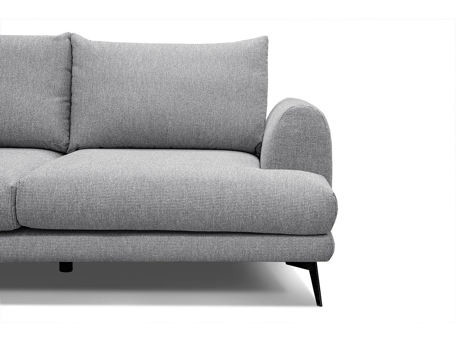 Canapé d'angle gauche 4 places tissu gris clair - ADRIA