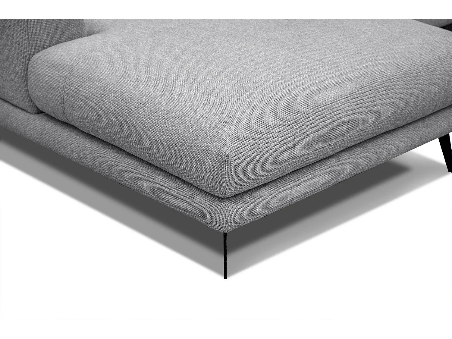 Canapé d'angle gauche 4 places tissu gris clair - ADRIA