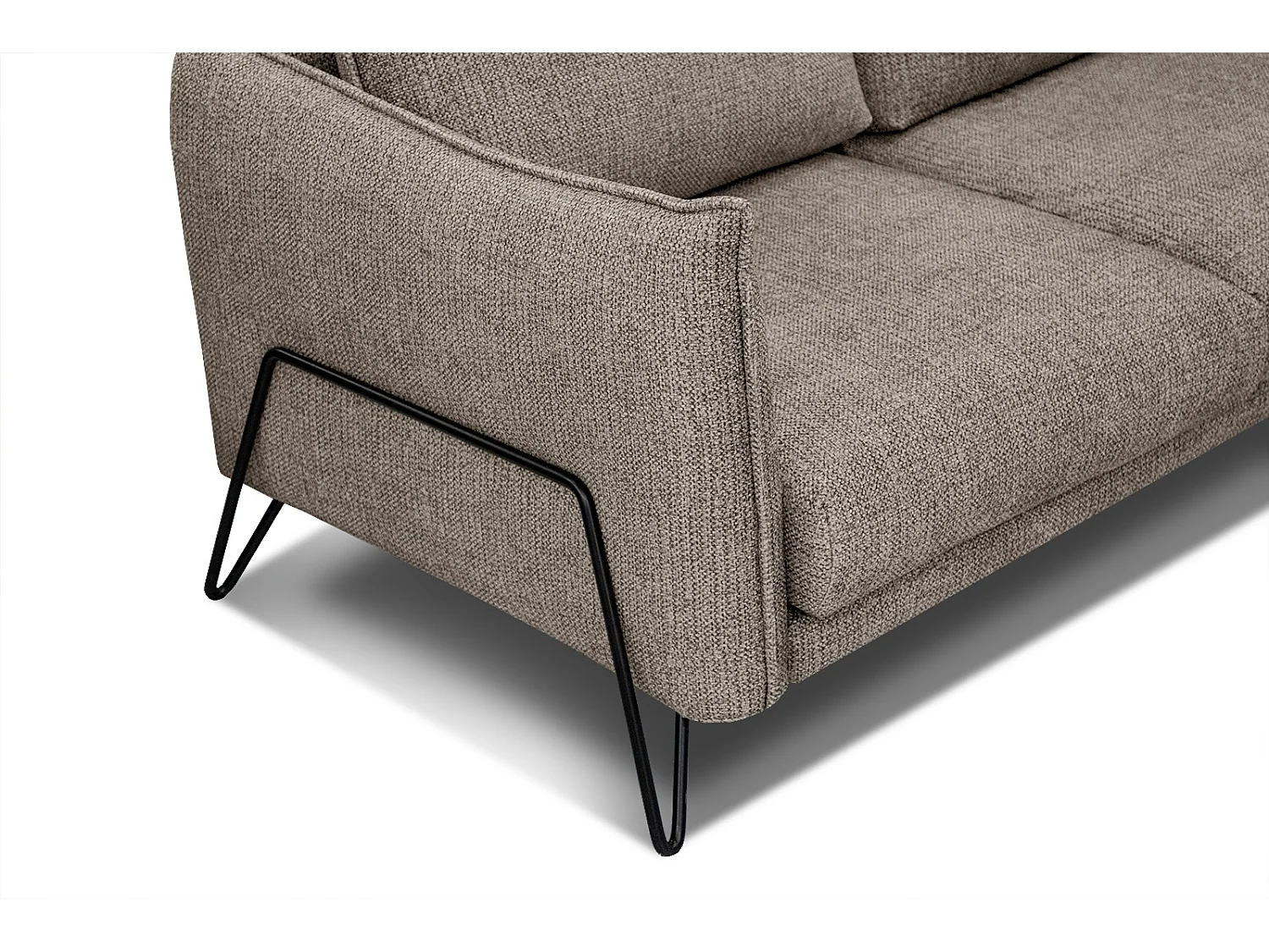 Canapé d'angle gauche 4 places tissu marron clair HOSTEN