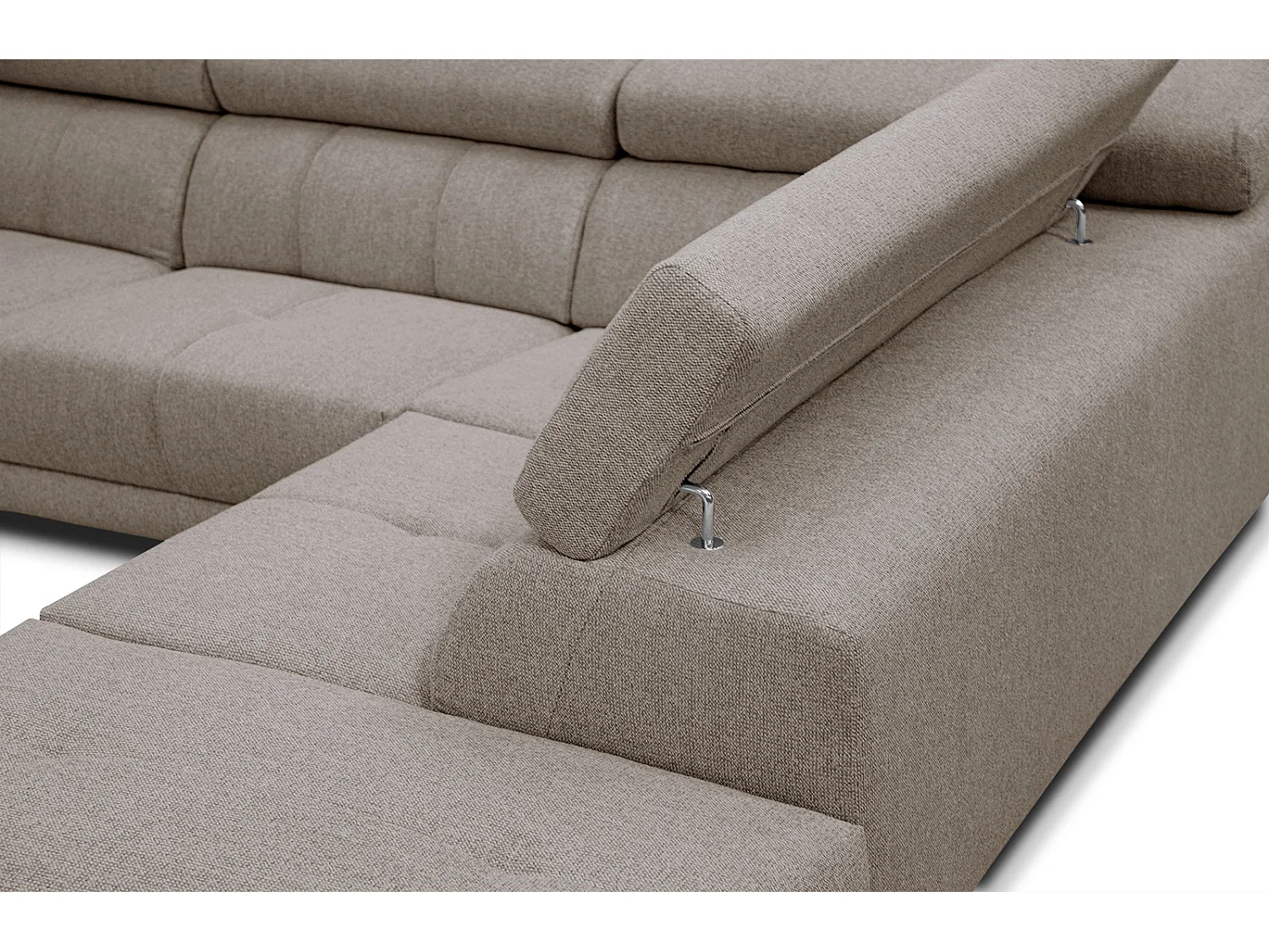 MORELLO Ecksofa 5-Sitzer rechts mit verstellbare Kopfstützen, taupe