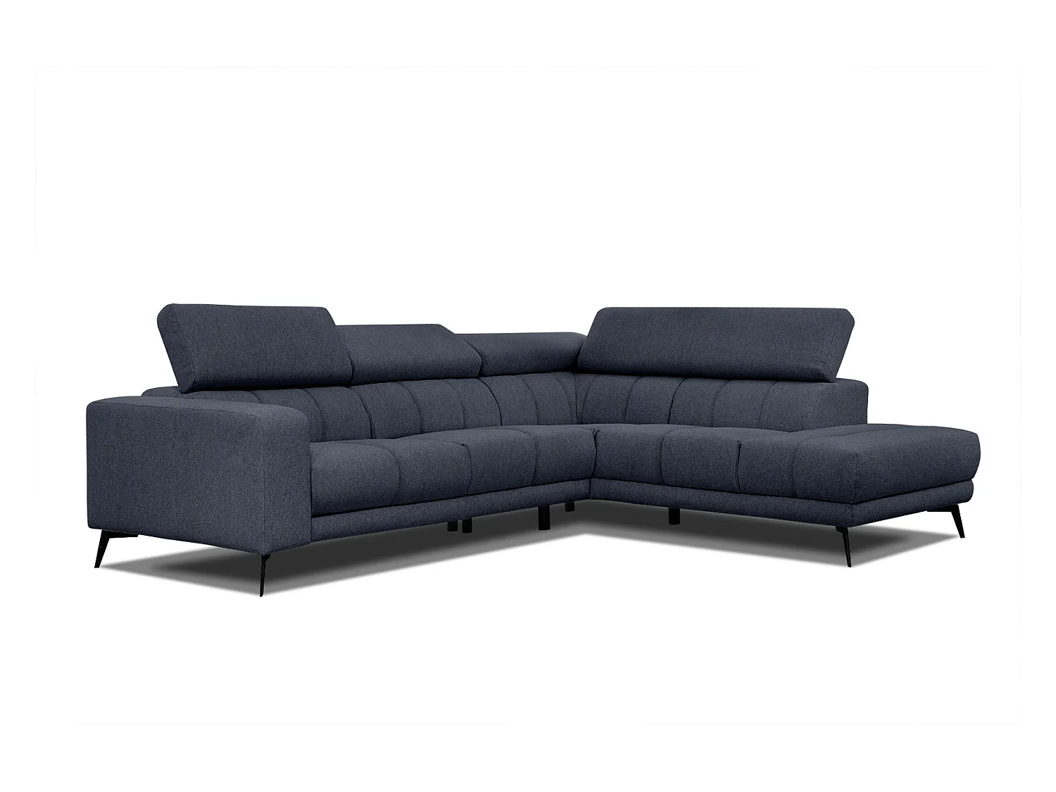 MORELLO Ecksofa 5-Sitzer rechts mit verstellbare Kopfstützen, marineblau