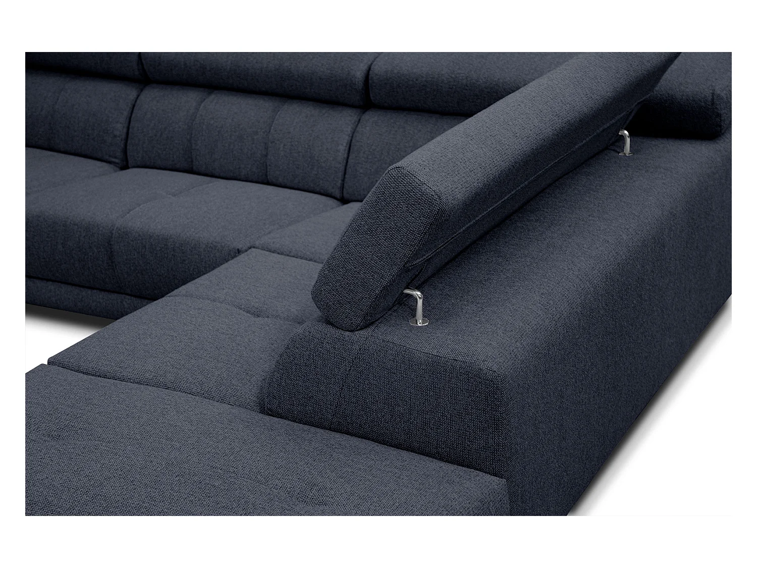 MORELLO Ecksofa 5-Sitzer rechts mit verstellbare Kopfstützen, marineblau