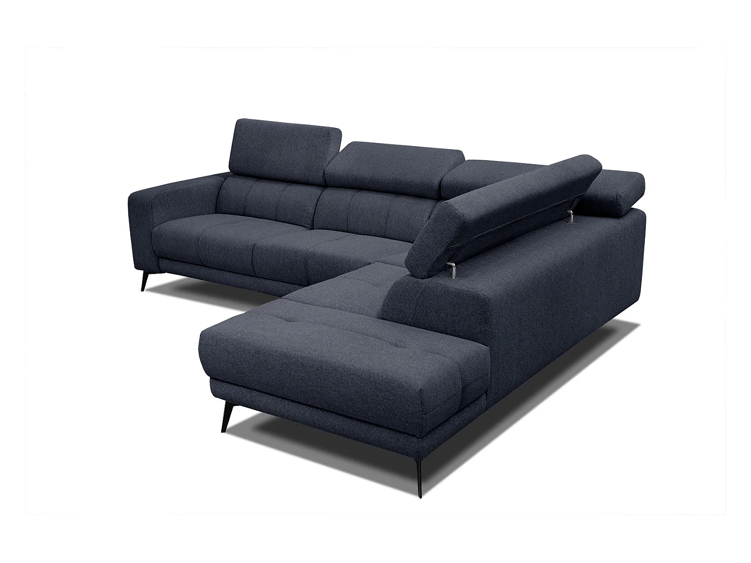 MORELLO Ecksofa 5-Sitzer rechts mit verstellbare Kopfstützen, marineblau