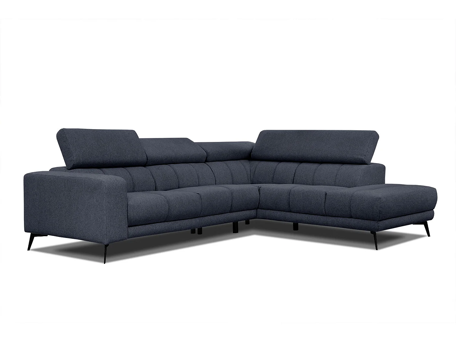 MORELLO Ecksofa 5-Sitzer rechts mit verstellbare Kopfstützen, marineblau