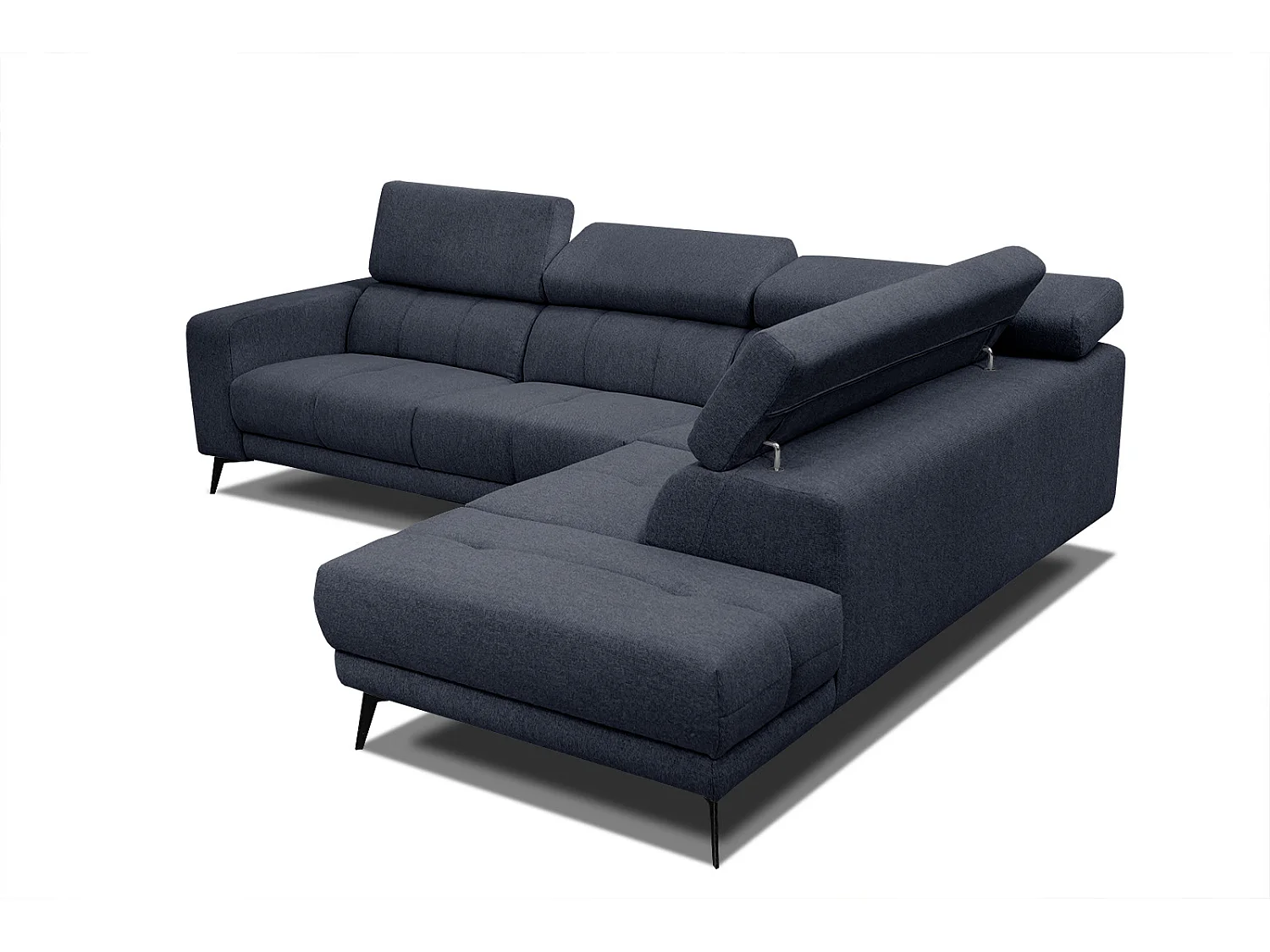 MORELLO Ecksofa 5-Sitzer rechts mit verstellbare Kopfstützen, marineblau