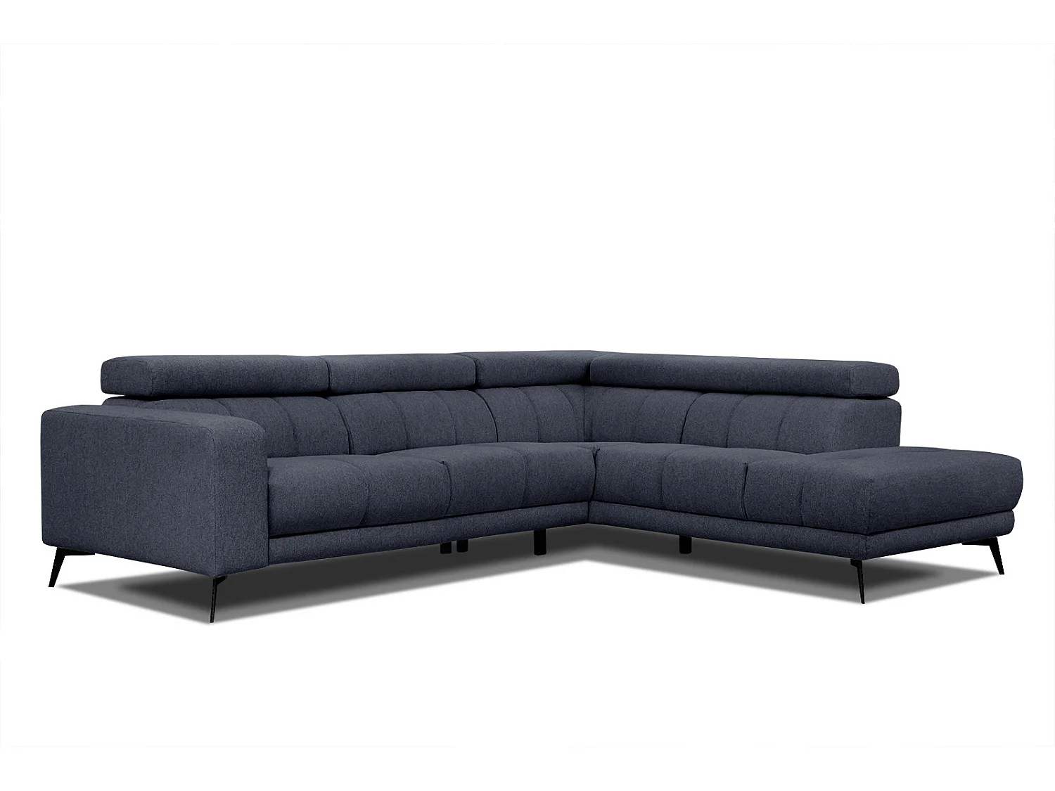 MORELLO Ecksofa 5-Sitzer rechts mit verstellbare Kopfstützen, marineblau