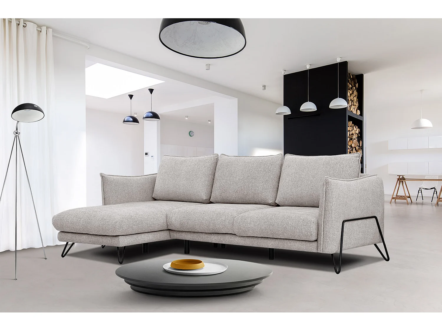 HOSTEN Ecksofa 4-Sitzer links, beige