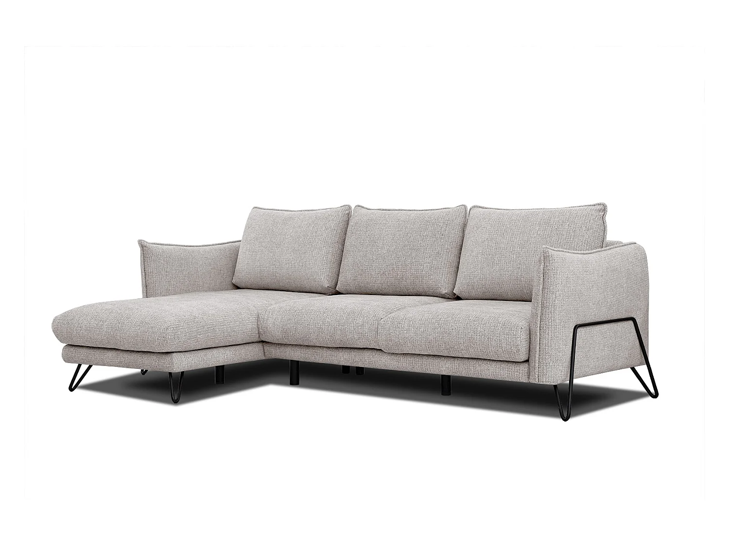 Canapé d'angle gauche 4 places tissu beige HOSTEN