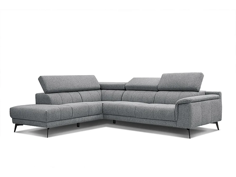 FIERO Ecksofa 5-Sitzer links mit verstellbare Kopfstützen, olive