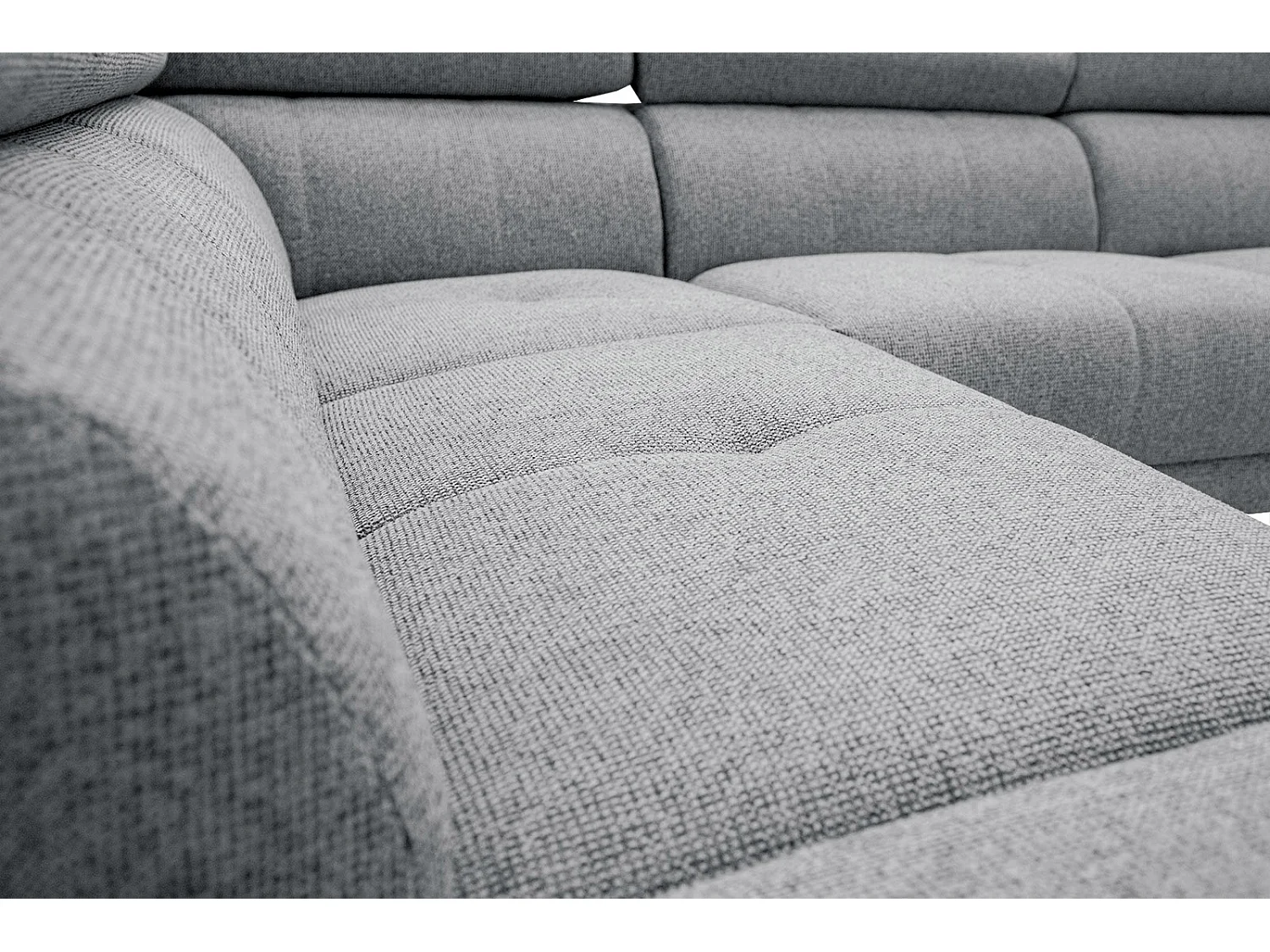 FIERO Ecksofa 5-Sitzer links mit verstellbare Kopfstützen, olive