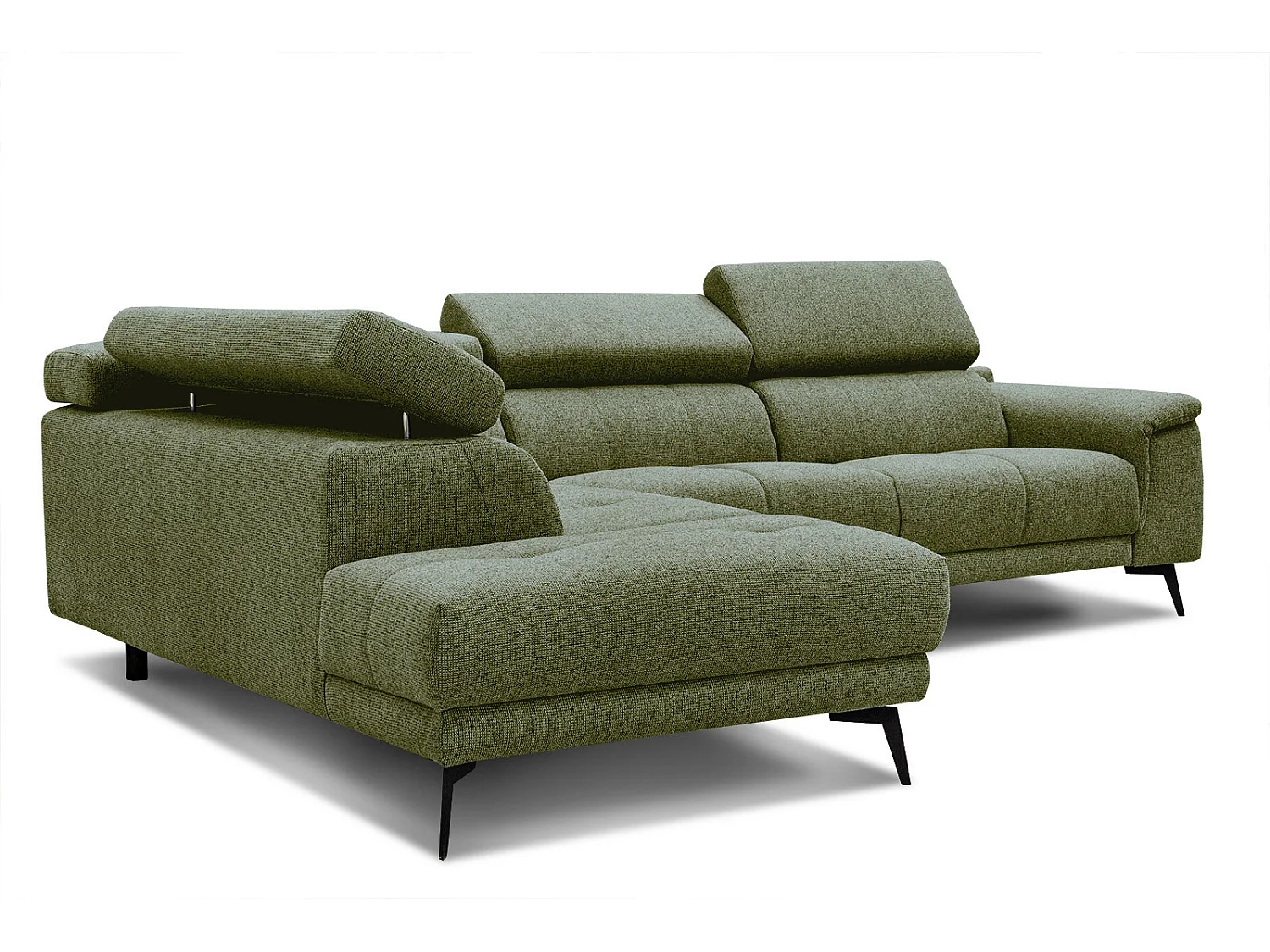 Canapé d'angle gauche 5 places tissu vert foncé - Fiero