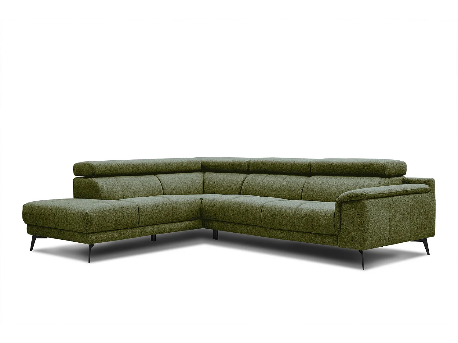 Canapé d'angle gauche 5 places tissu vert foncé - Fiero