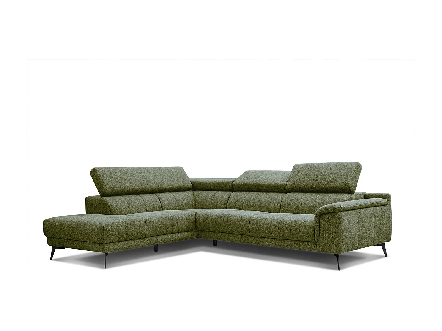 Canapé d'angle gauche 5 places tissu vert foncé - Fiero