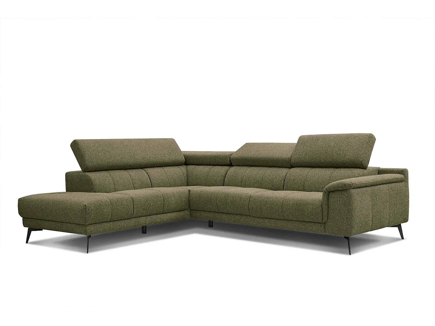 Canapé d'angle gauche 5 places tissu vert foncé - Fiero