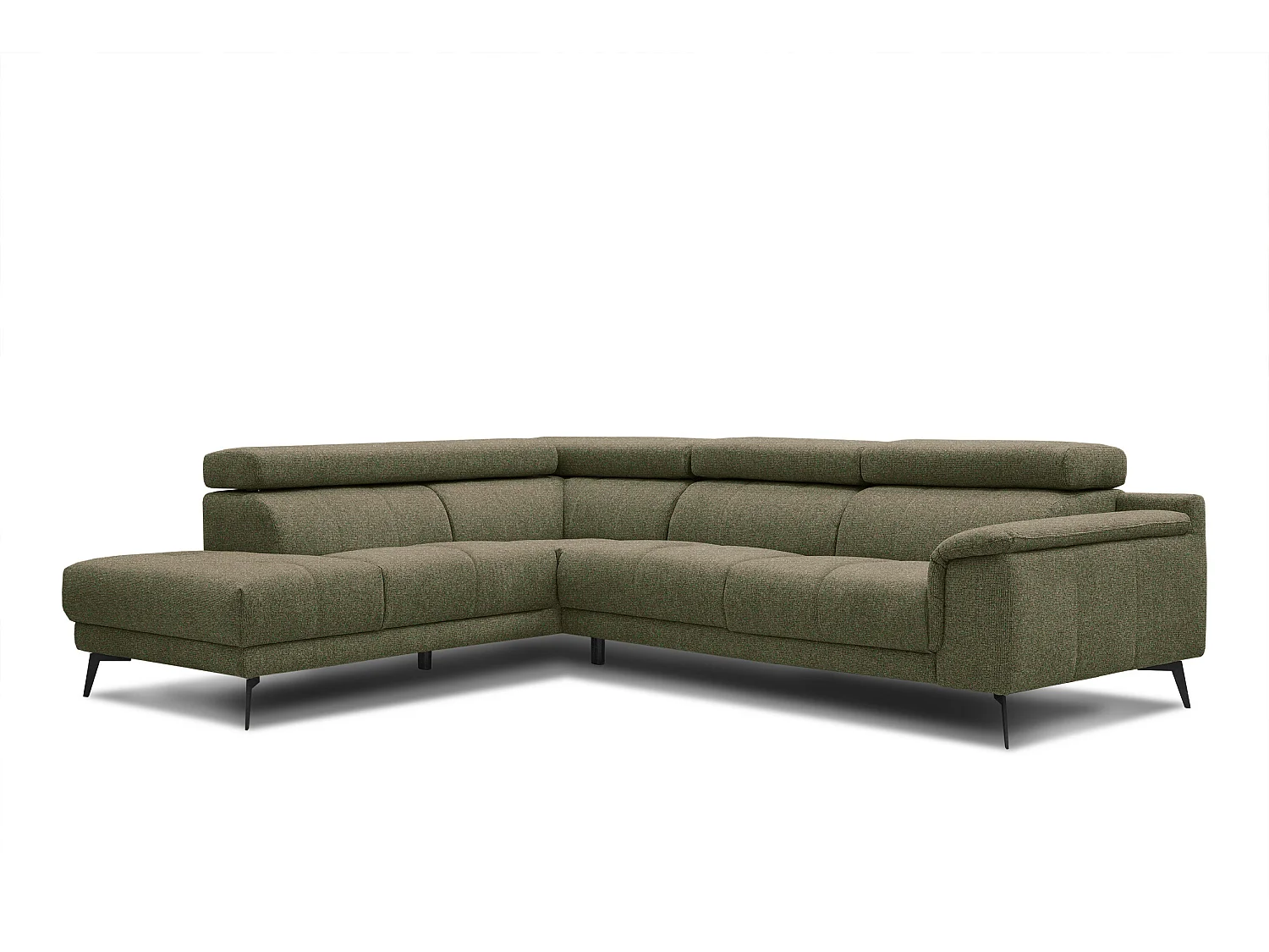 Canapé d'angle gauche 5 places tissu vert foncé - Fiero