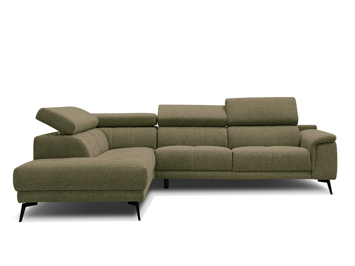 Canapé d'angle gauche 5 places tissu vert foncé - Fiero